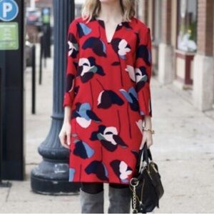 Boden Red and Blue easy Notch Dress, Size 12